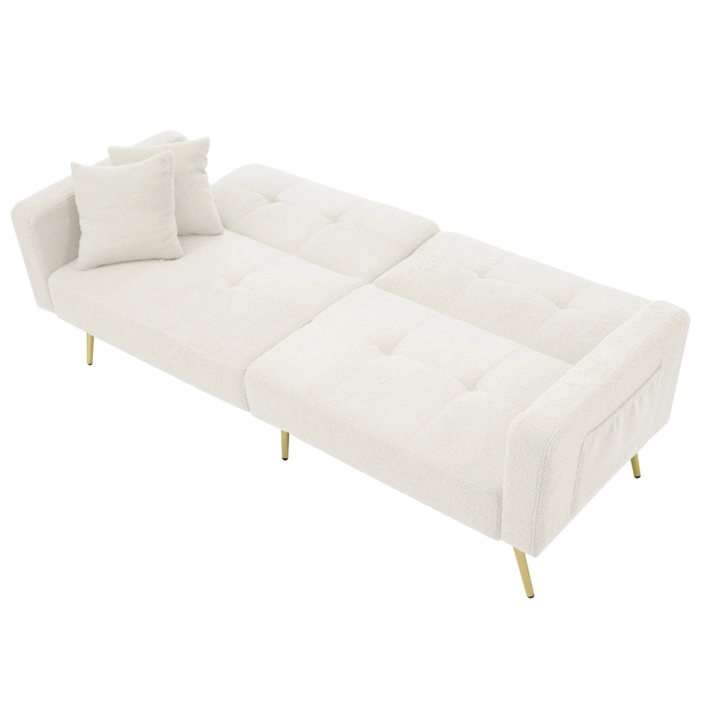 Divano letto convertibile in tessuto Sherpa 175x64x72 cm; bianco