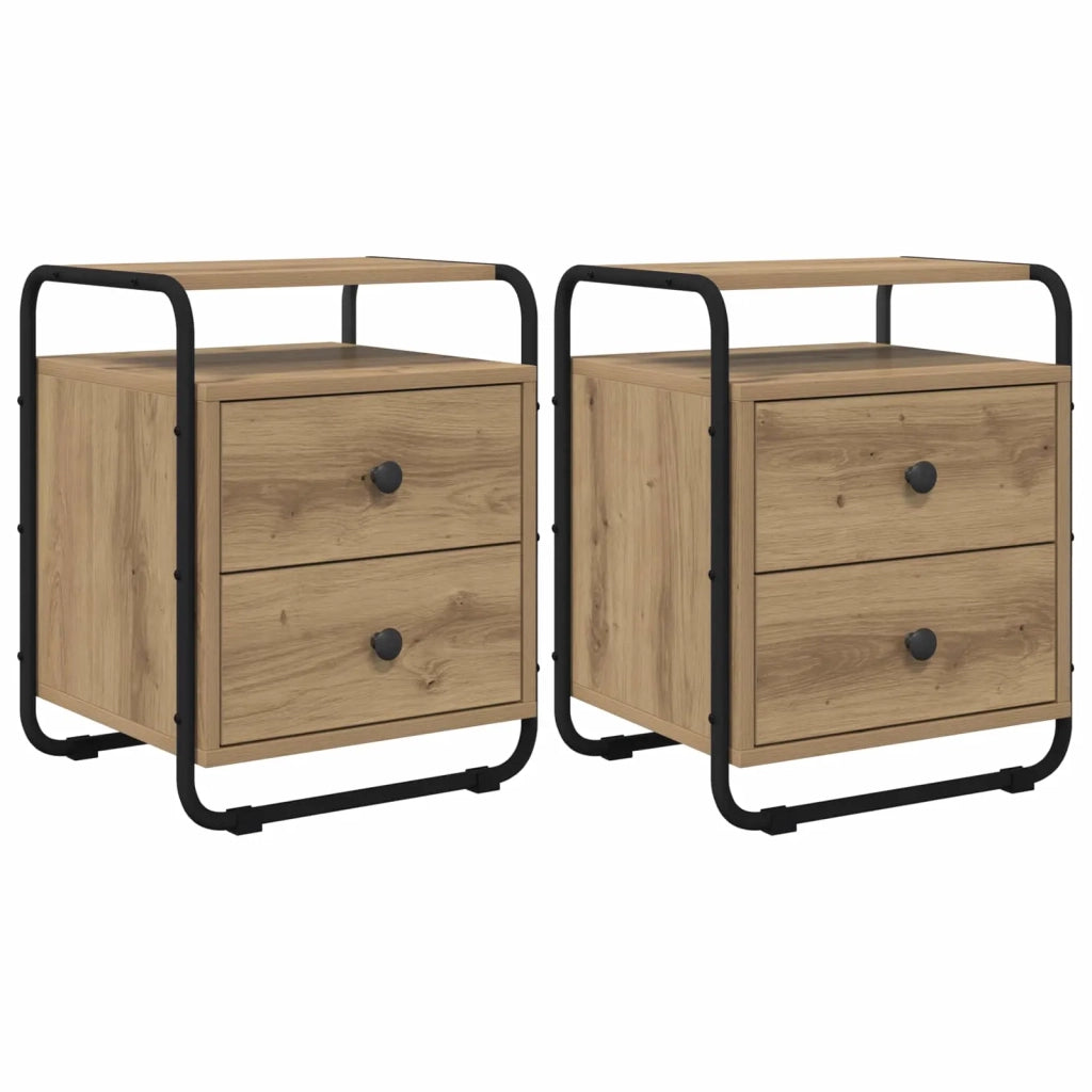 Armadio da Notte 2 pz Rovere Artigianale Legno ingegnerizzato 8007634