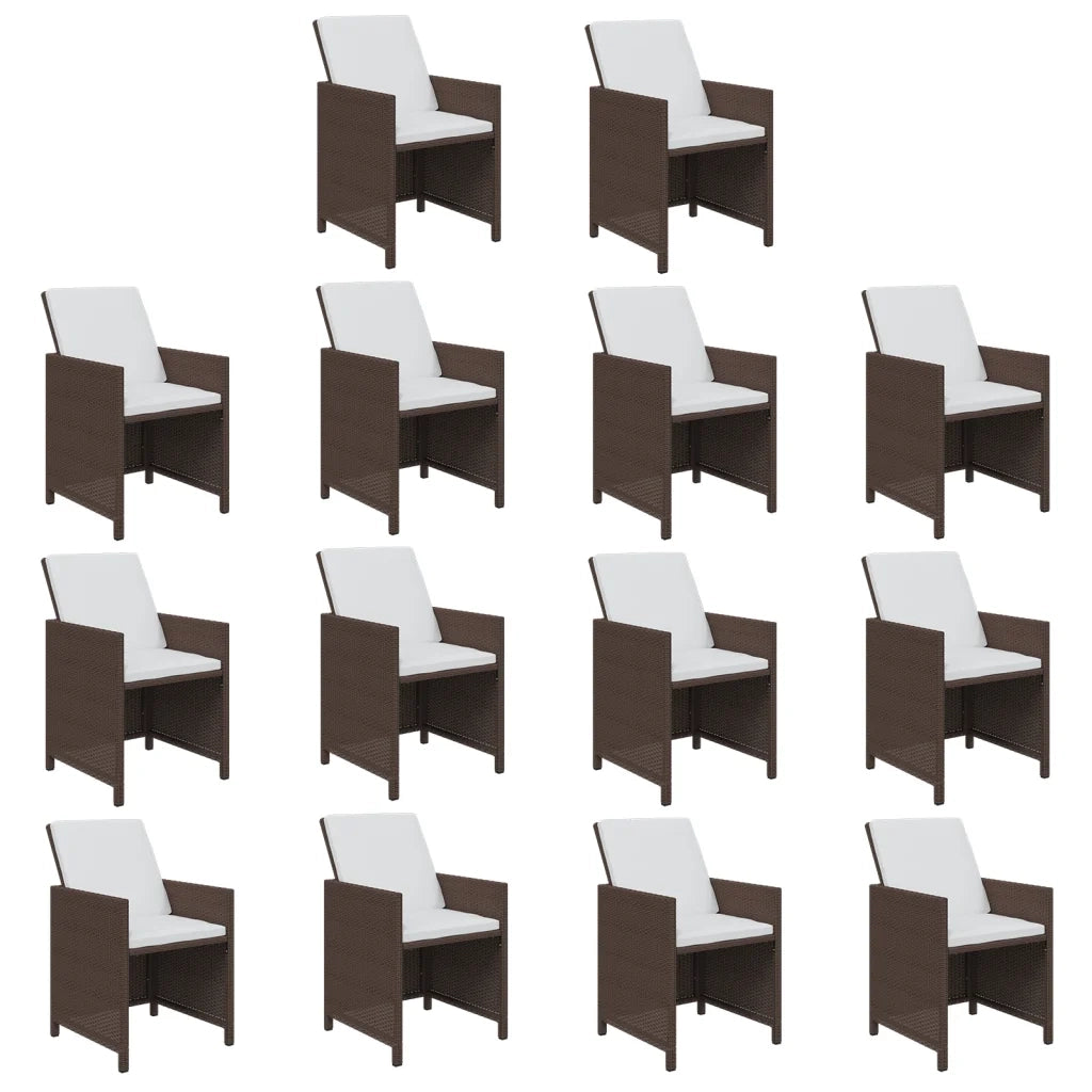 Set da Pranzo per Giardino 15 pz con Cuscini Polyrattan Marrone cod mxl 38860