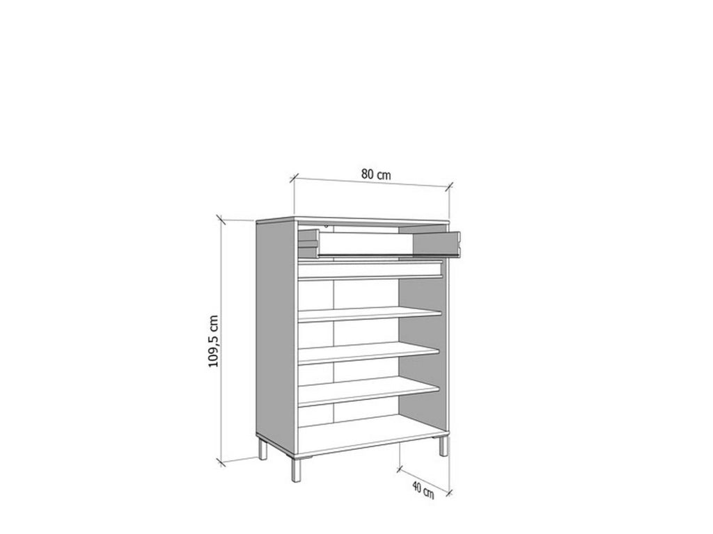 Mobile Portascarpe Ilarione, Scarpiera un Cassetto, 80x40x109.5h cm Marrone Rovere Nodi