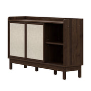 Credenza con 2 Ante Scorrevoli e 2 Cassetti; Ripiani Regolabili; Stile Retr??; in Pannello Truciolare; Naturale; 150??39;5??80 cm