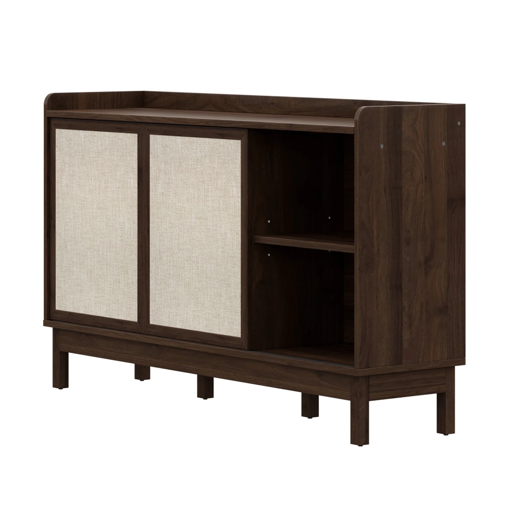 Credenza con 2 Ante Scorrevoli e 2 Cassetti; Ripiani Regolabili; Stile Retr??; in Pannello Truciolare; Naturale; 150??39;5??80 cm