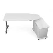 CATTEDRA MODELLO ROVERE 170x70cm h77,7 cm, struttura con ruote e cassettiera, piano melamina bianco T.CTD.M6.M.17070.BB