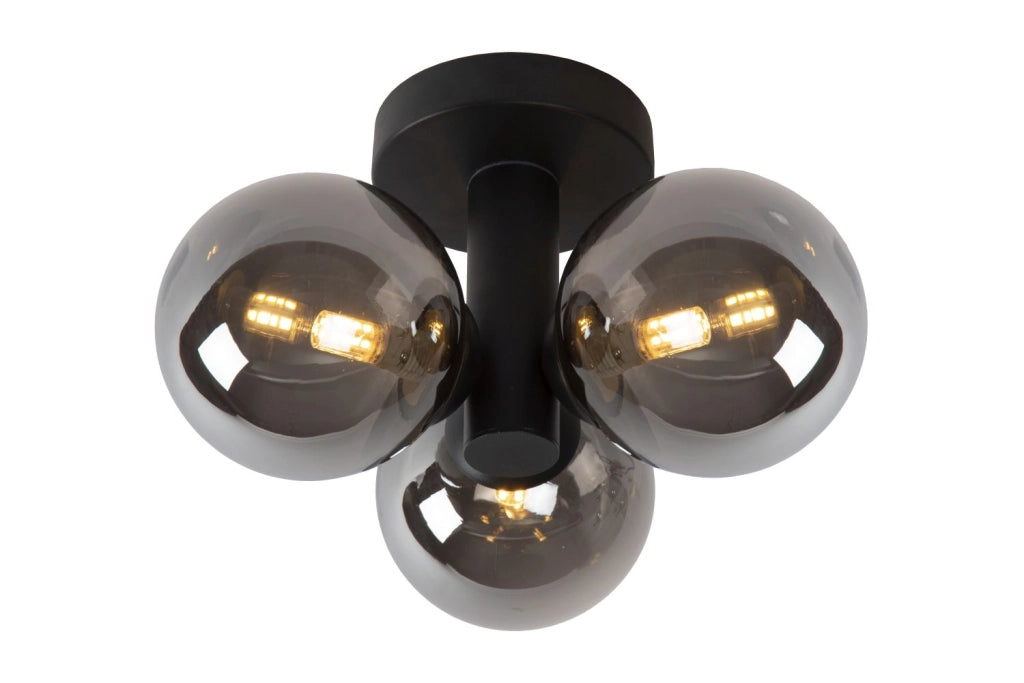 Plafoniera Lucide Trudy nera 3 sfere vetro G9 IP44