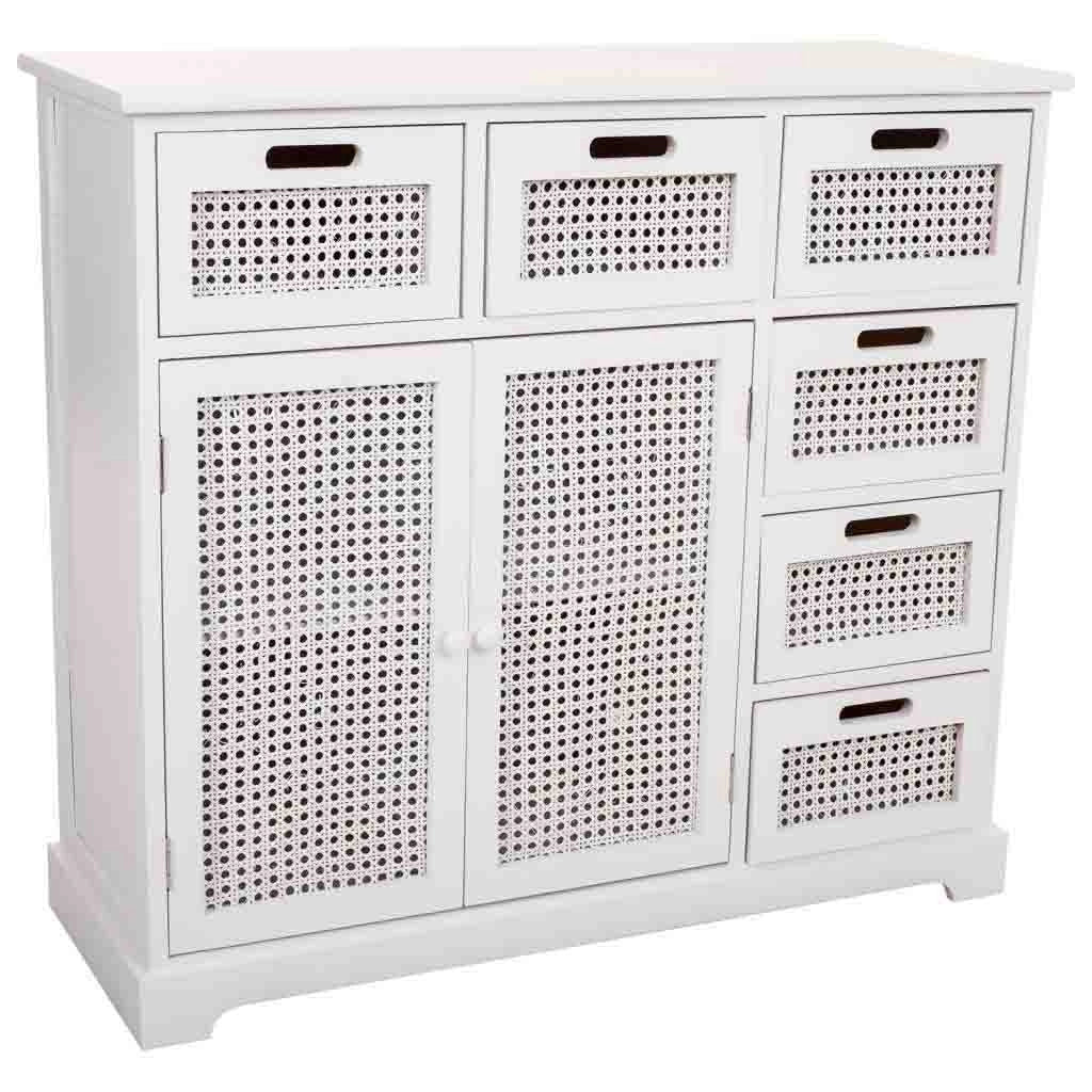 Credenza in legno e rete bianca 86x33x78,5h