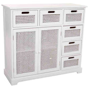 Credenza in legno e rete bianca 86x33x78,5h