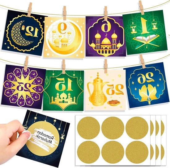 Adventskalender con tema di Ramadan per decorazione durante la celebrazione di Ramadan in casa.