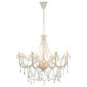 Lampadario con Perline Bianco 8 Lampadine E14 CFW2521108