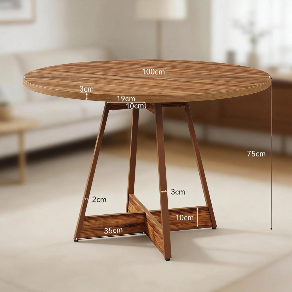 Tavolo da pranzo rotondo Ø100 cm in MDF marrone