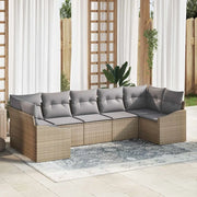 Set di divani con cuscino 7 pcs Beige polyrattan