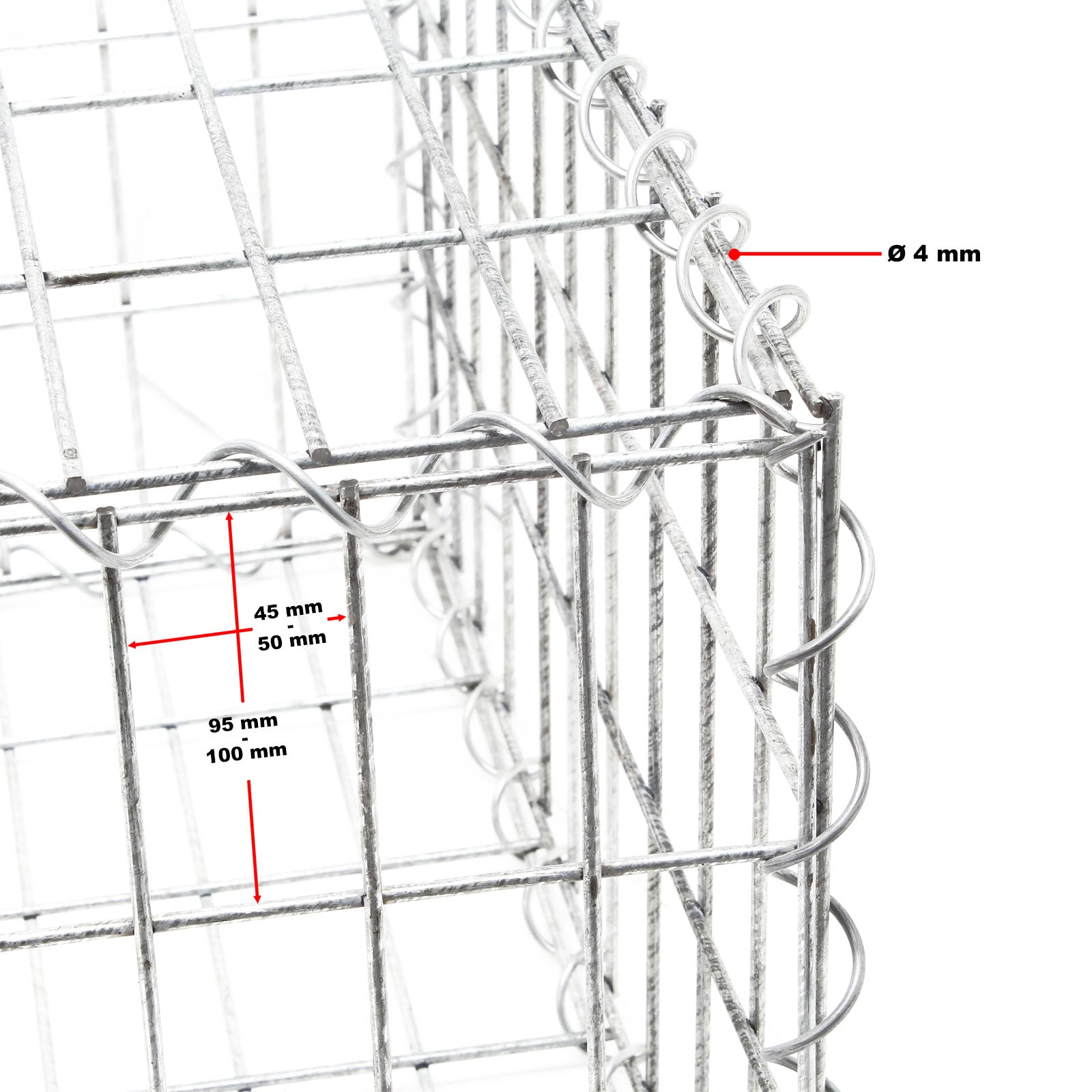 Gabbione metallico 100x100x30 cm ø 4 mm Gabbia sassi per recinzioni, muri di sostegno