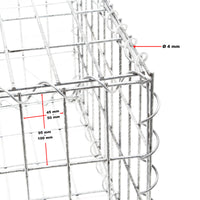 Gabbione metallico 100x100x30 cm ø 4 mm Gabbia sassi per recinzioni, muri di sostegno