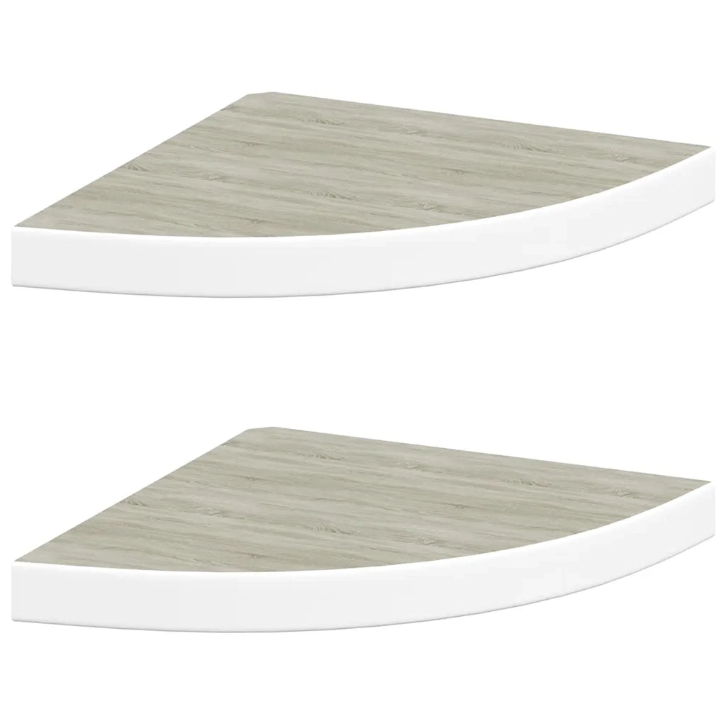 Mensole Angolari 2pz Rovere e Bianco 35x35x3,8 cm in MDF cod mxl 59202