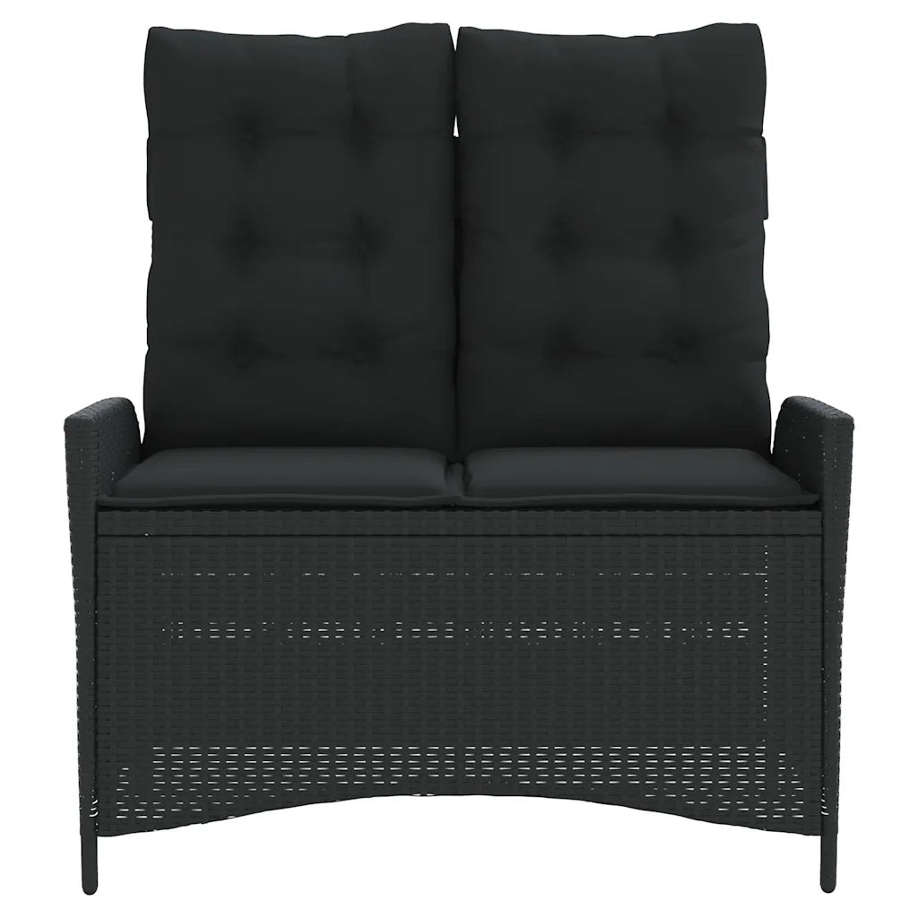 Panca Reclinabile da Giardino con Cuscini-Sgabello-Sedia da esterno Nera in Polyrattan 458888