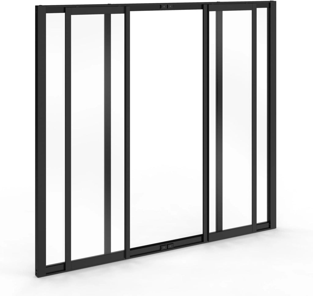 IDMarket - Tetto in Vetro dell'officina Scorrevole a 4 Pannelli L. 120 x H.108 cm in Metallo Nero e Vetro temperato