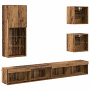 Unit¨¤ a muro per TV con LED 5 pz | Armadietto TV | Mobile Porta TV Legno vecchio