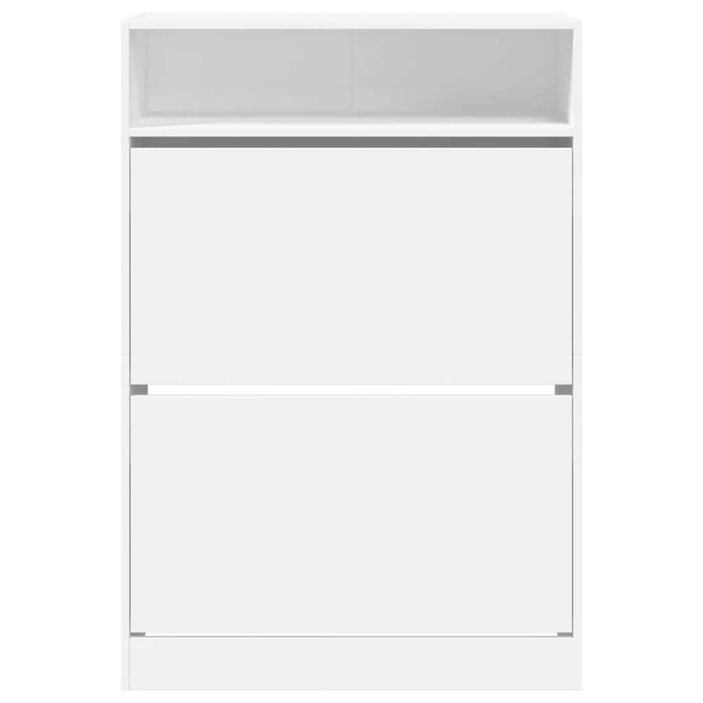 Scarpiera mobiletto portascarpe mobile ingresso/corridoio/soggiorno 2 cassetti a ribalta 80 x 34 x 116 cm bianco 02_0021330