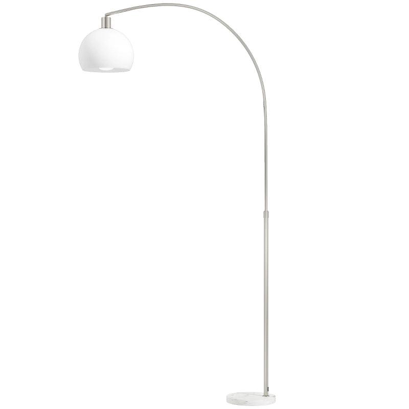 LAMPADA DA TERRA ad arco 26x90x180 cm bianca in metallo con base in marmo
