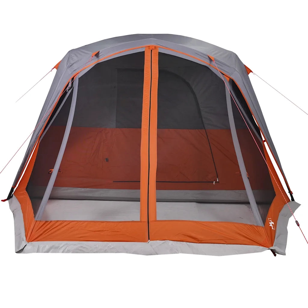 Tenda da Famiglia con Portico per 6 Persone-Tenda da campeggio Grigio e Arancione 376733