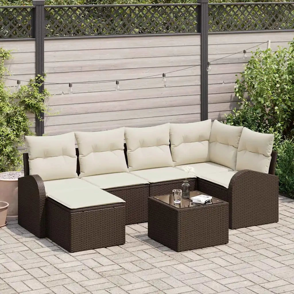 Set Divano da Giardino 7 pcs Marrone polyrattan 3346118