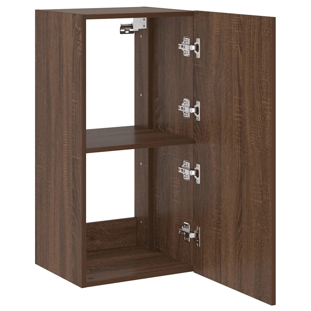 Mobile TV a Parete con Luci LED Rovere Marrone 40,5x35x80 cm