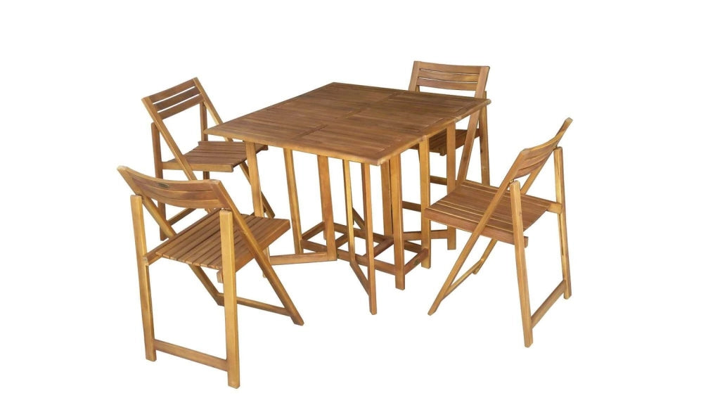 Set tavolo da Giardino Pieghevole con 4 sedie in Legno Acacia cm 90x90x74 - JONATHON