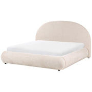 Letto in tessuto beige chiaro 160 x 200 cm con testiera imbottita rete sollevabile e vano contenitore