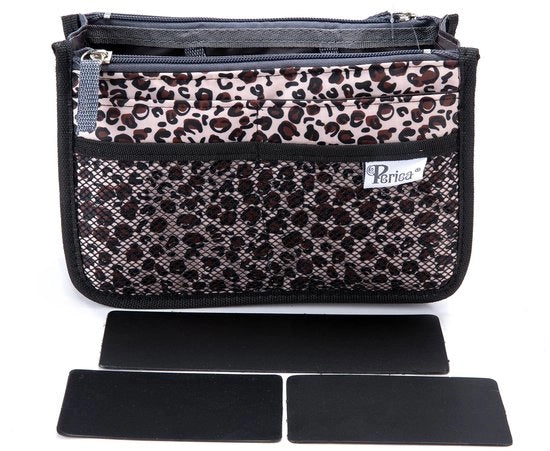 Organizzatore per borsa 'Premium' con elementi in plastica – adatto a borse di ogni dimensione – 13 tasche (disegno gatto dorato, piccola)