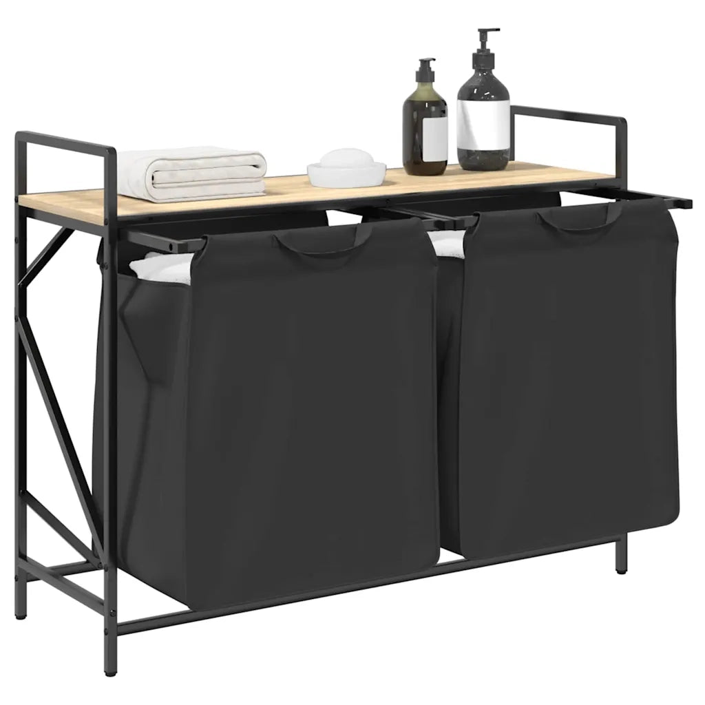 Cesto della Biancheria 2 Scomparti con Ripiano Rovere Sonoma 859076