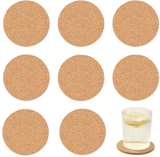 Set di 8 sottopiani in gomma in vetro, diamantati in legno, per raclette, tè, caffè, bar di cocktail, accessori, resistenti al calore, riciclabili.