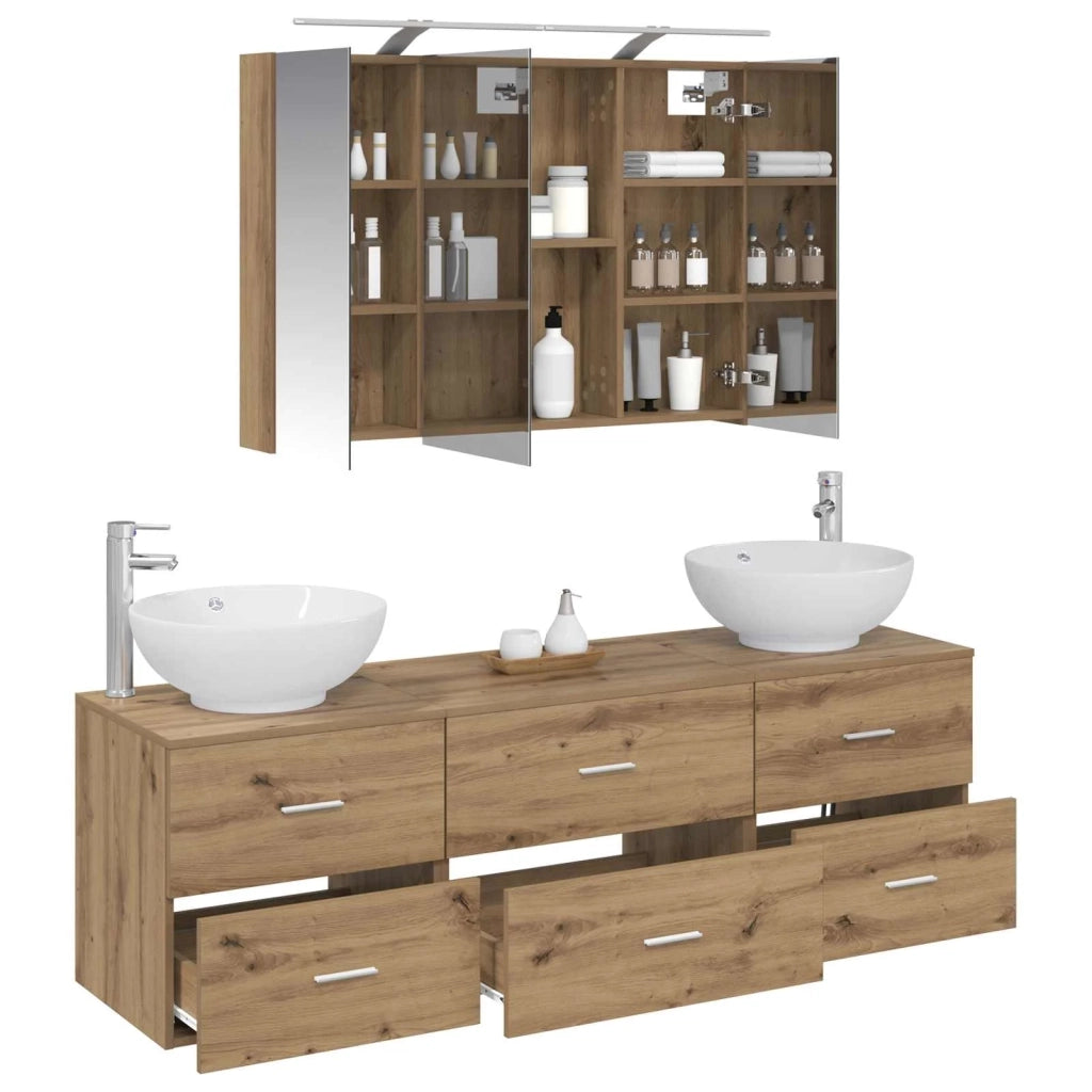 Set di mobili per il bagno 4 pcs Rovere Artigianale 3406942