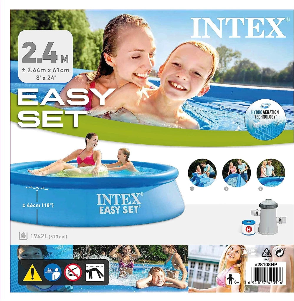 Piscina Gonfiabile Intex Easy Set 1942 lt Pompa H 244 x 61 cm 1250 lt