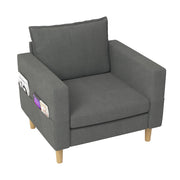 poltrona con tasca laterale e cuscino schienale design nordico in ciniglia grigio 71 Ã— 68 Ã— 82 cm