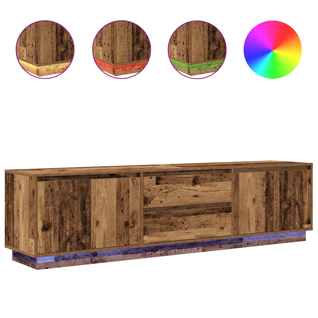 Mobile Porta TV con Luci LED Legno Antico 193,5x41x50 cm 3328442