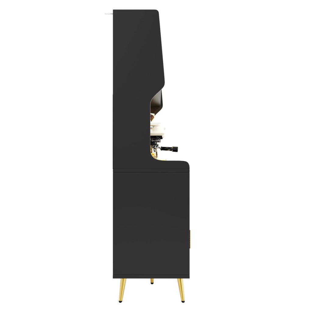 Mobile contenitore con ante scorrevoli LED controllabile via app in MDF vetro e metallo nero 145 × 39 × 171 cm