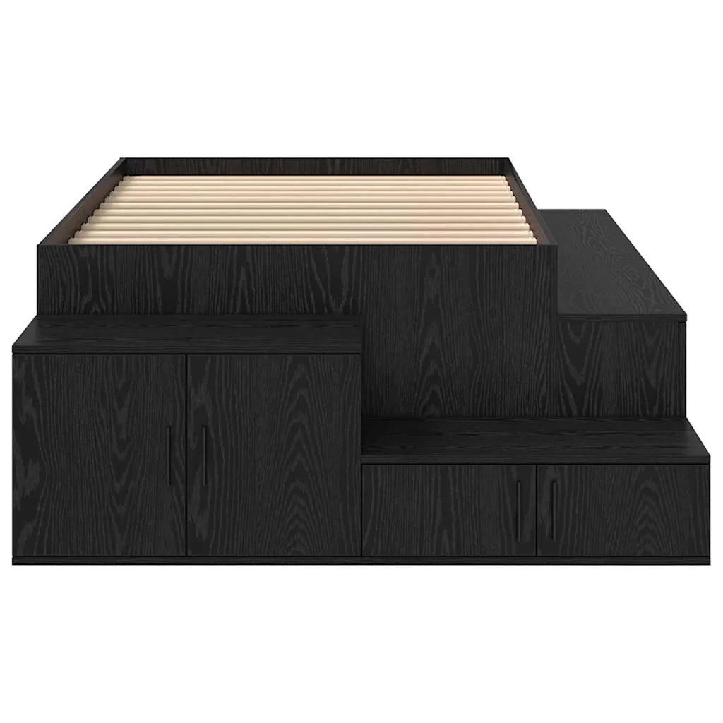 Struttura letto con contenitore Rovere Nero 80 cm 3335574