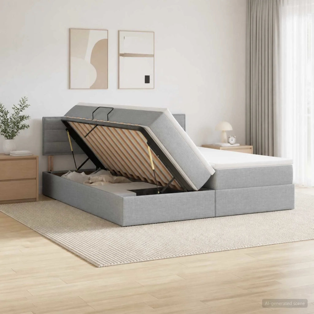 Letto con contenitore LED e materasso Grigio Chiaro 3459342