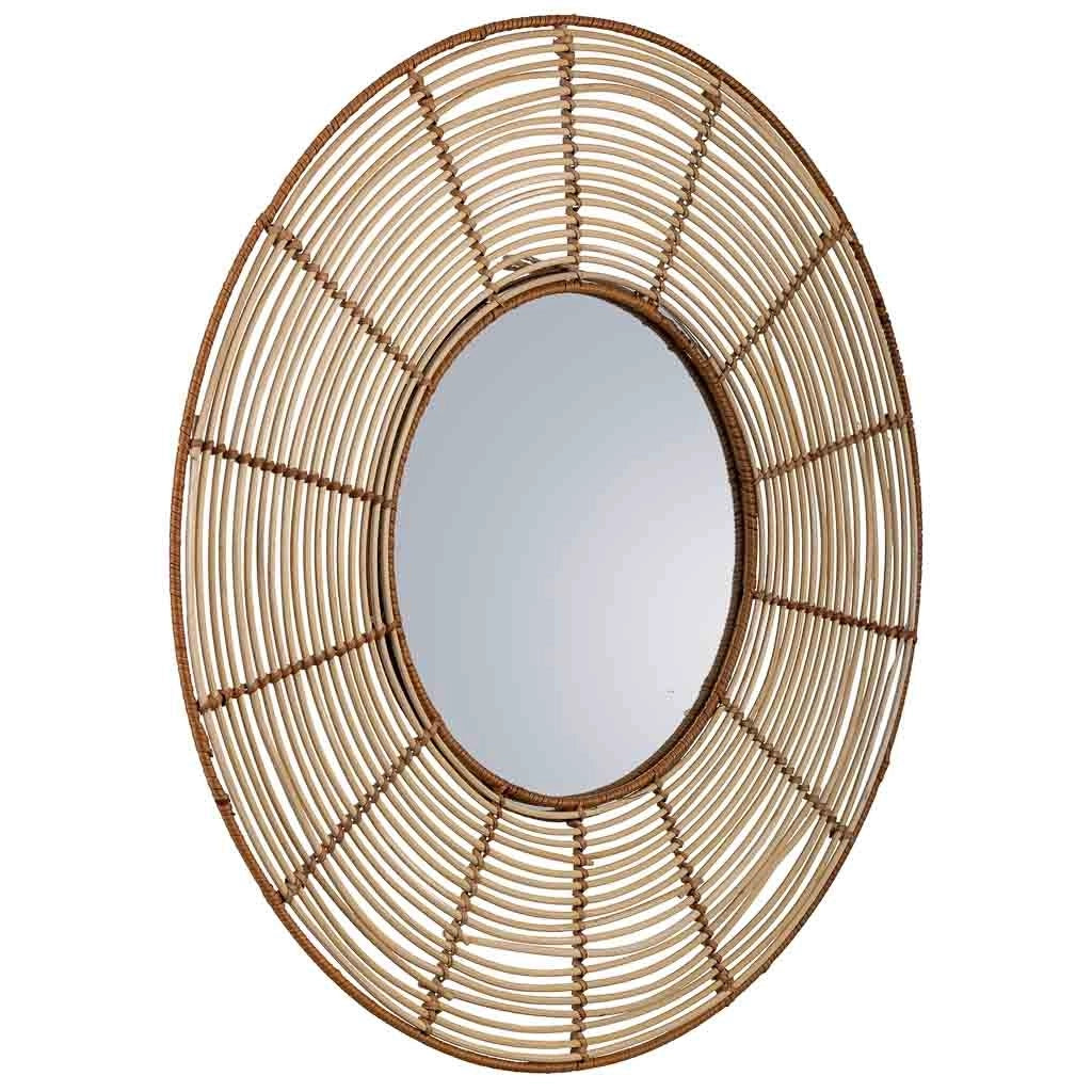 Specchio rotondo in rattan marrone 61x61x03h