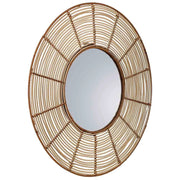 Specchio rotondo in rattan marrone 61x61x03h
