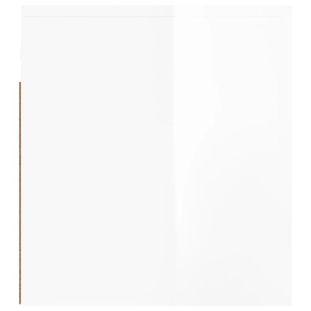 Set di 2 Comodini | Armadio da Notte | Mobiletto da notte a Muro Bianco Lucido 50x36x40 cm