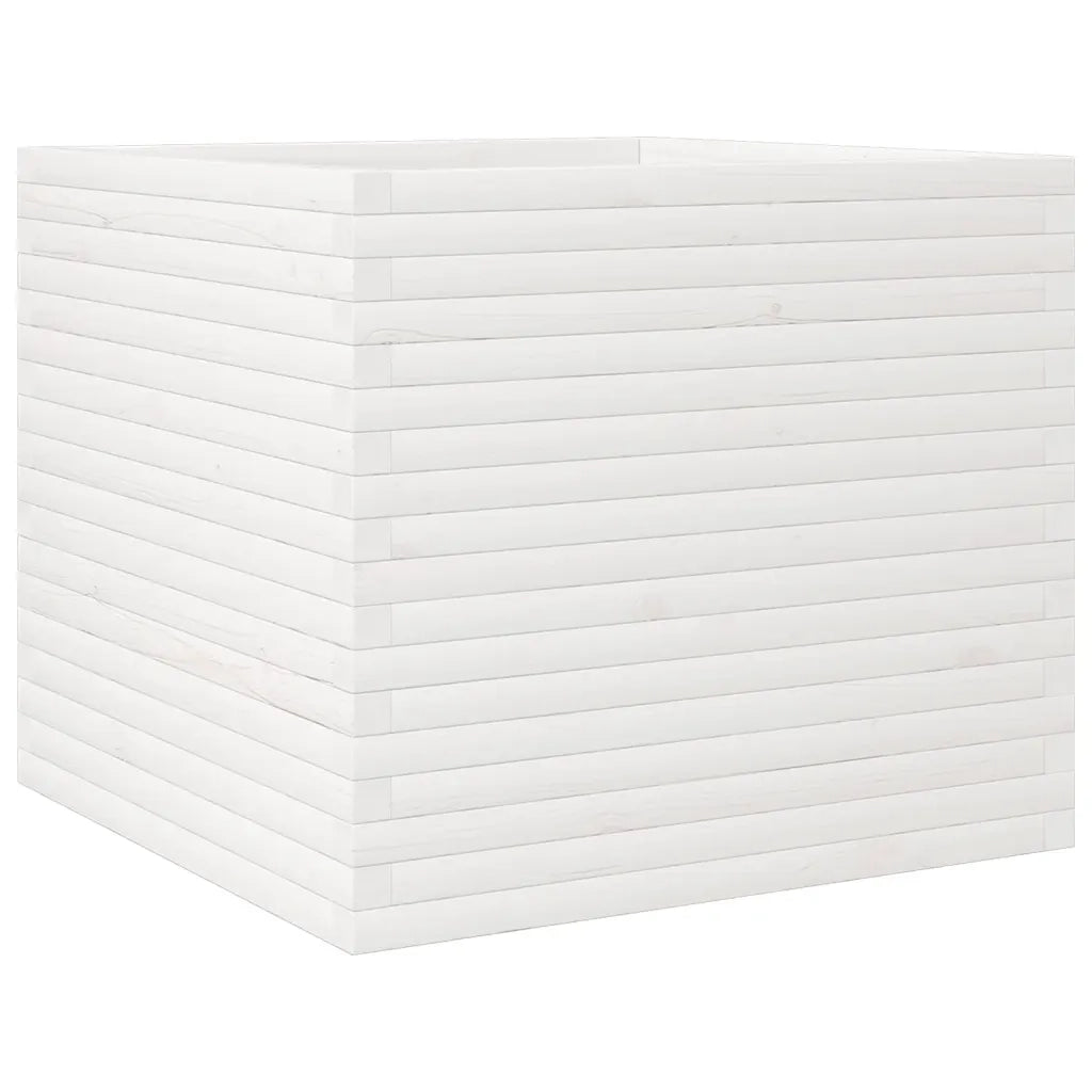 Fioriera da Giardino Bianca 80x80x68,5cm Legno Massello di Pino 3282480