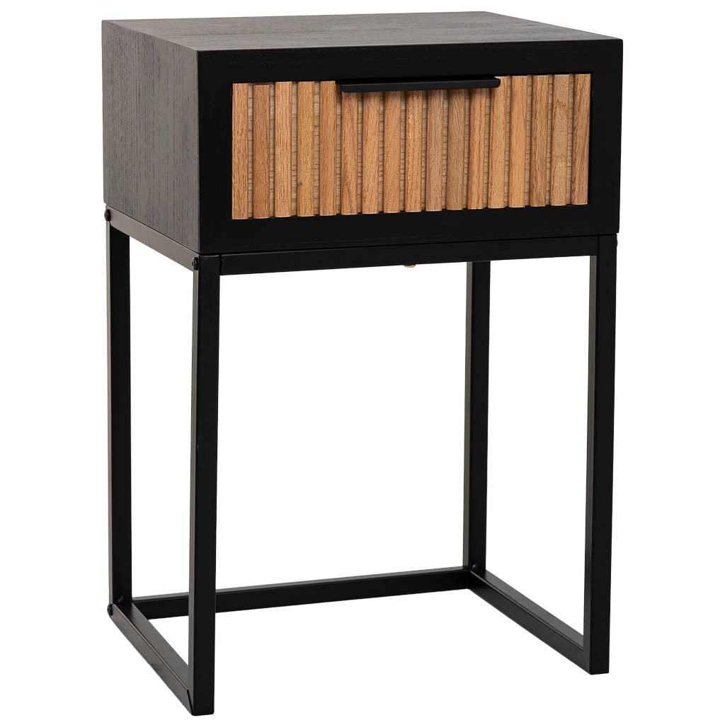 Comodino in legno e metallo 1 cassetto 40x36x60