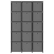 Mobile con 15 Scatole a Cubo Grigio 103x30x107,5 cm in Tessuto 322621