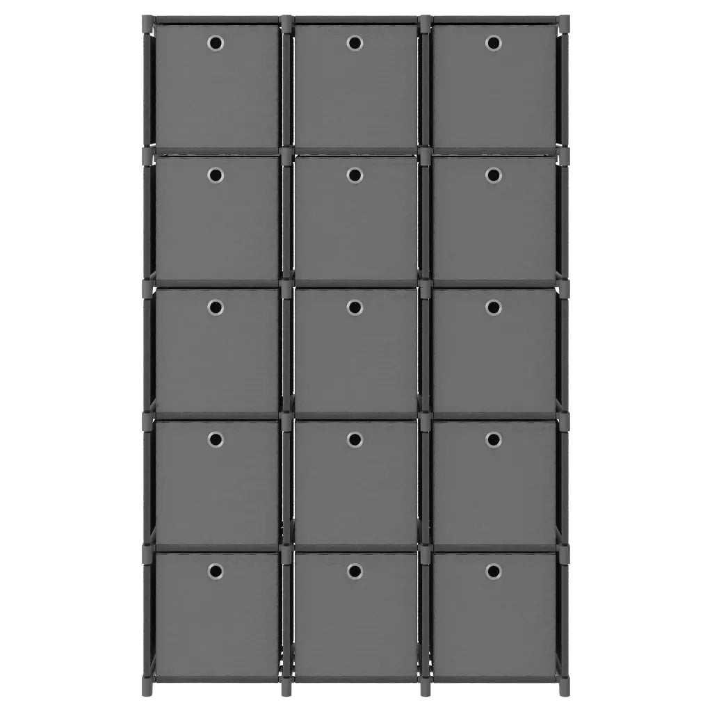 Mobile con 15 Scatole a Cubo Grigio 103x30x107,5 cm in Tessuto 322621