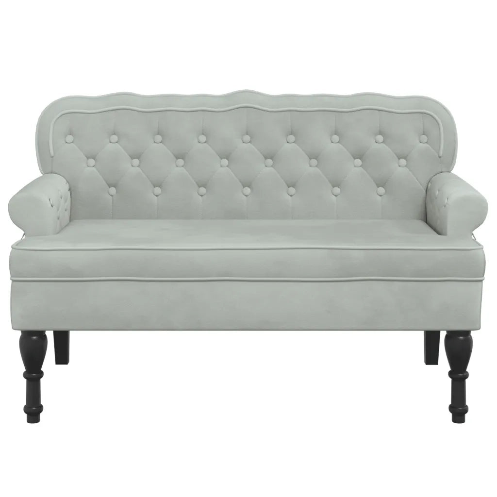 Panca con schienale grigio chiaro 119,5x64,5x75 cm in velluto 372156