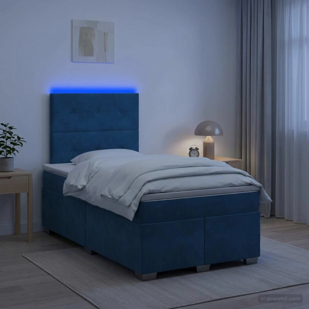 Letto box spring con materasso Blu 120 x 200 cm Velluto 3455088