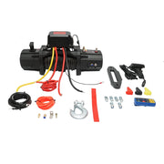 Verricello elettrico con telecomando 12V, 6,1T (13500 libbre) 6,5HP, cavo sintetico 9x24m, solenoide 400A Breckner Germany