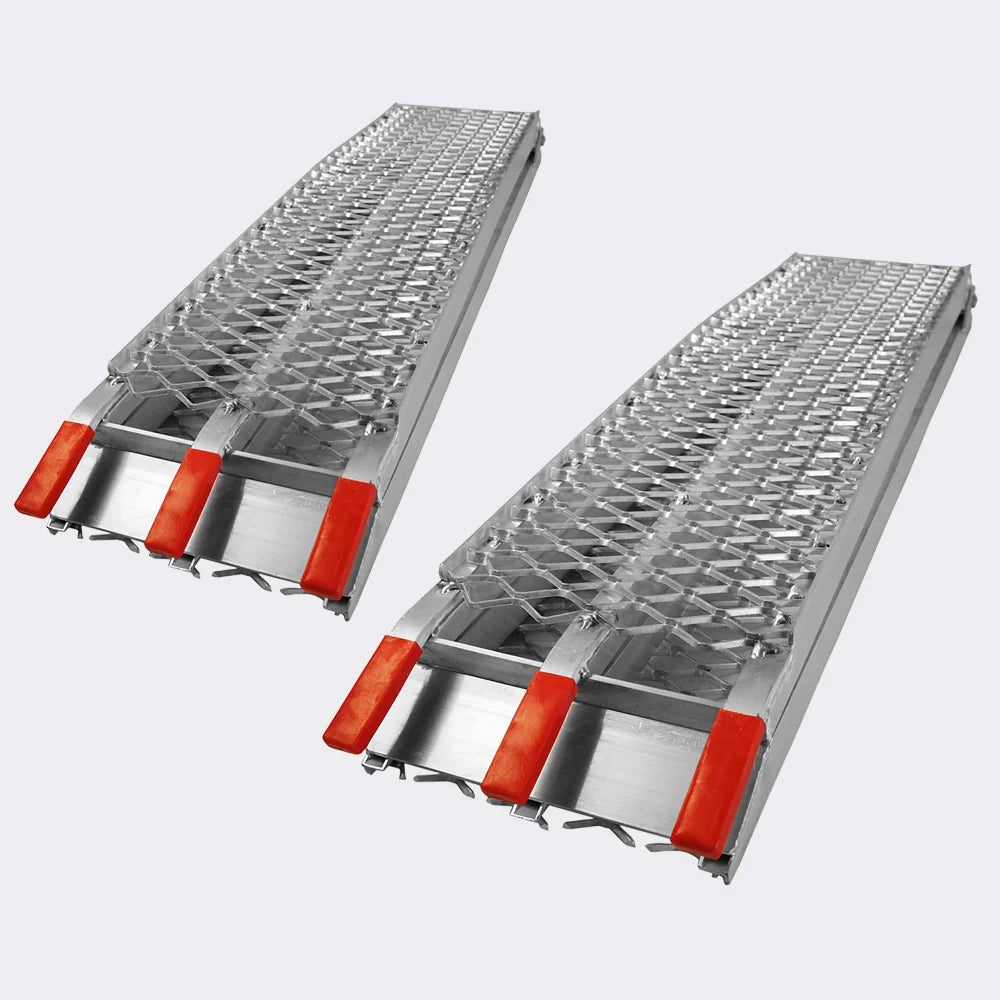 Set di 2 rampe di carico pieghevoli multiuso in alluminio con barra di sicurezza 226 cm fino a 680 kg 3416087