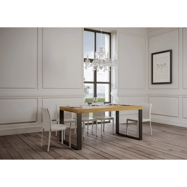 Tavolo allungabile 200/460x90 cm Tecno telaio Antracite - Quercia Natura