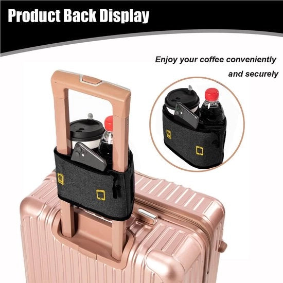 Porta tazze da viaggio, porta tazze per ospiti, per due tazze da caffè, adatto a tutti i manici di valigia, accessori da viaggio, nero